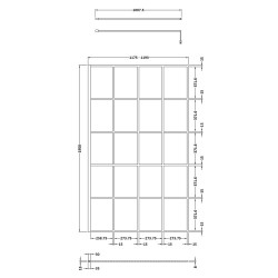1200mm Framed Wetroom Screen with Support Bar - Technical Drawing