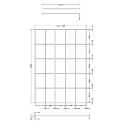 1400mm Framed Wetroom Screen with Support Bar - Technical Drawing
