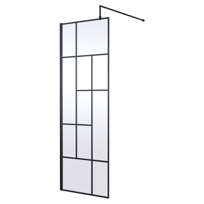 Matt Black 700mm Abstract Frame Wetroom Screen