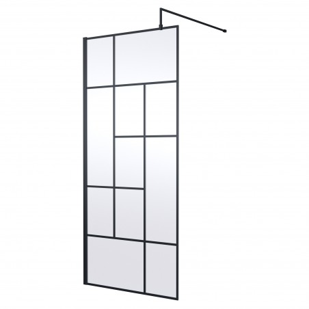 Matt Black 900mm Abstract Frame Wetroom Screen