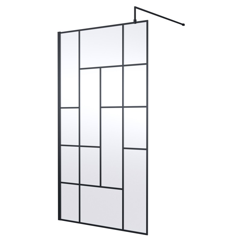 Matt Black 1100mm Abstract Frame Wetroom Screen