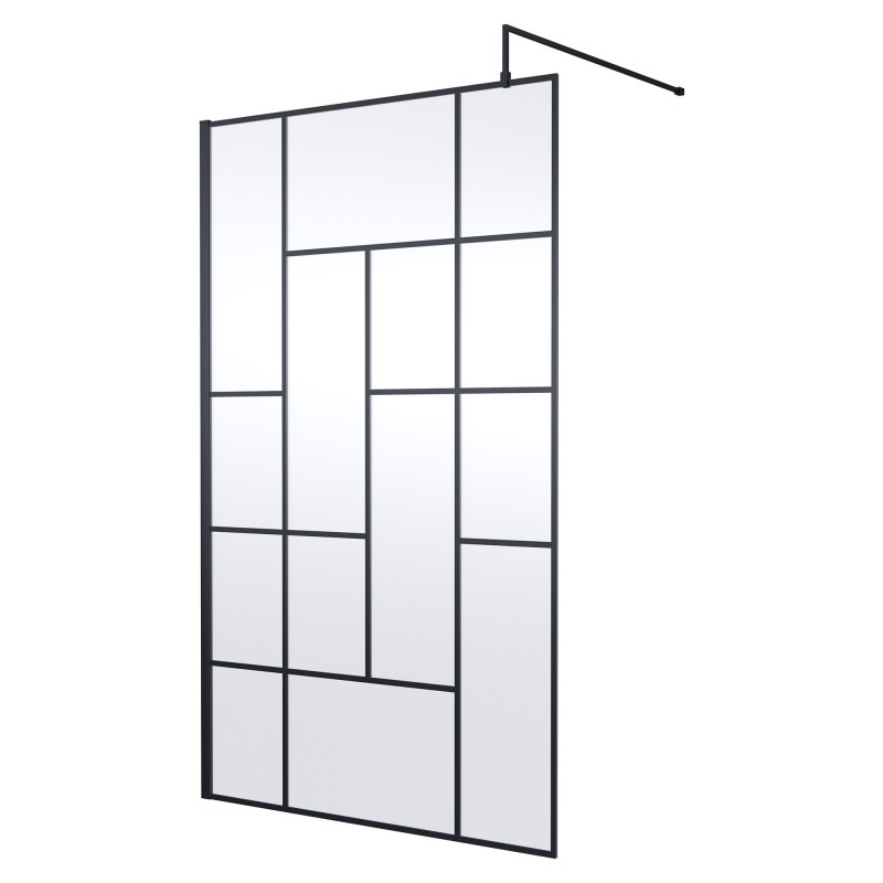 Matt Black 1200mm Abstract Frame Wetroom Screen