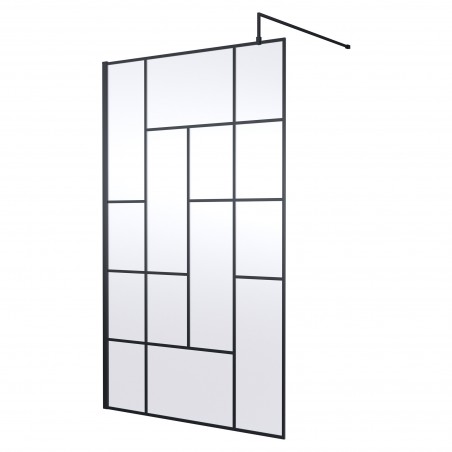 Matt Black 1200mm Abstract Frame Wetroom Screen