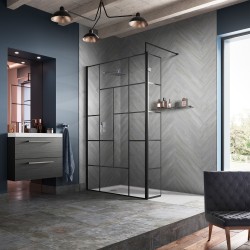 Matt Black 1200mm Abstract Frame Wetroom Screen - Insitu