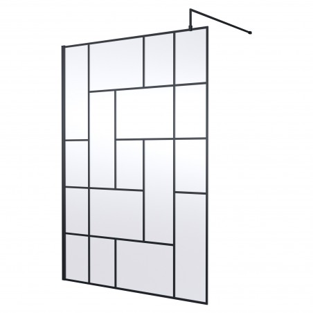 Matt Black 1400mm Abstract Frame Wetroom Screen