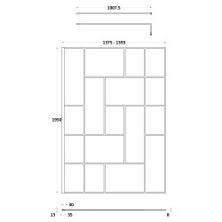 Matt Black 1400mm Abstract Frame Wetroom Screen - Technical Drawing