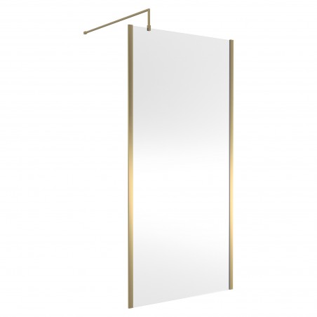 Outer Framed Brushed Brass 1000mm Outer Framed Wetroom Screen with Support Bar