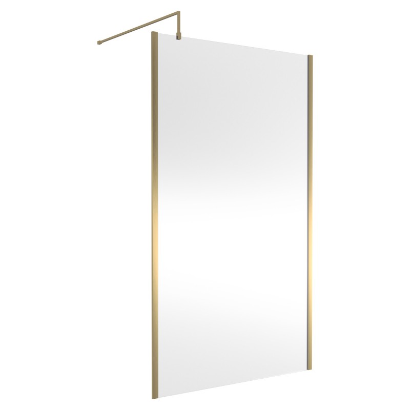 Outer Framed Brushed Brass 1200mm Outer Framed Wetroom Screen with Support Bar