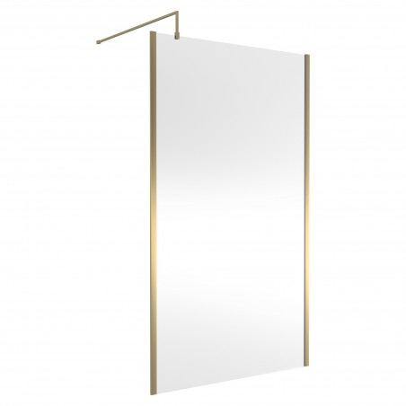Outer Framed Brushed Brass 1200mm Outer Framed Wetroom Screen with Support Bar