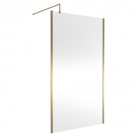 Outer Framed Brushed Brass 1200mm Outer Framed Wetroom Screen with Support Bar