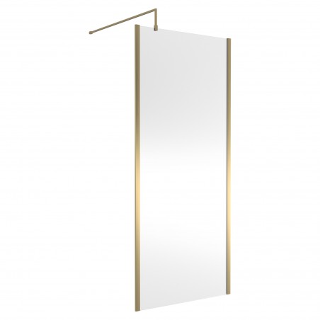 Outer Framed Brushed Brass 900mm Outer Framed Wetroom Screen with Support Bar