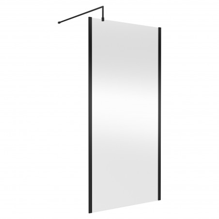 Outer Framed Matt Black 1000mm Outer Framed Wetroom Screen with Support Bar