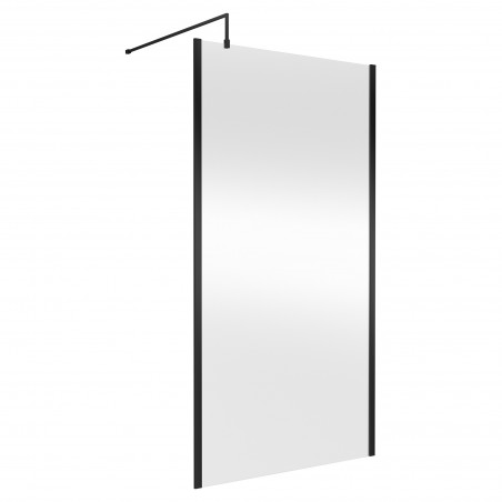 Outer Framed Matt Black 1100mm Outer Framed Wetroom Screen with Support Bar