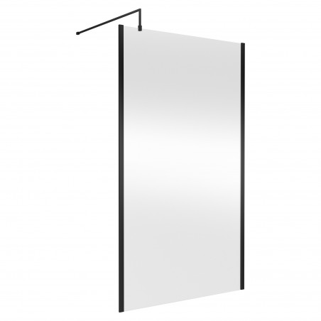 Outer Framed Matt Black 1200mm Outer Framed Wetroom Screen with Support Bar