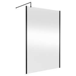 Outer Framed Matt Black 1400mm Outer Framed Wetroom Screen with Support Bar