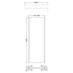 Outer Framed Matt Black 700mm Outer Framed Wetroom Screen with Support Bar - Technical Drawing