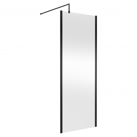 Outer Framed Matt Black 800mm Outer Framed Wetroom Screen with Support Bar