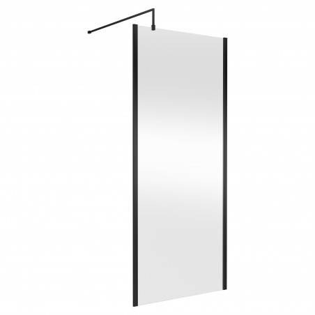 Outer Framed Matt Black 900mm Outer Framed Wetroom Screen with Support Bar