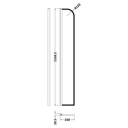 230mm (W) x 1559mm (H) Framed Wet Room Screen with Clear Glass - Technical Drawing