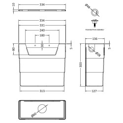 Cable Concealed Universal Cistern - Technical Drawing