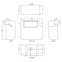 Dual Flush Concealed Cistern Side Inlet - Technical Drawing