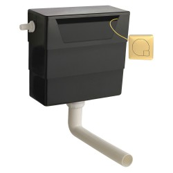Concealed Access Cistern & Brushed Brass Square Flush Plate
