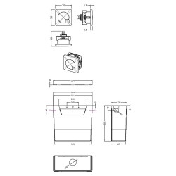 Concealed Access Cistern & Brushed Brass Square Flush Plate - Technical Drawing