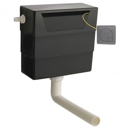 Concealed Cistern & Square Push Button - Brushed Pewter