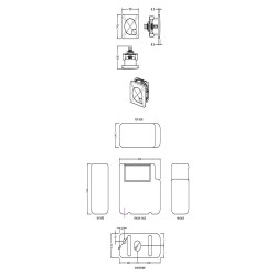 Concealed Bottom Inlet Cistern & Square Push Button - Chrome - Technical Drawing