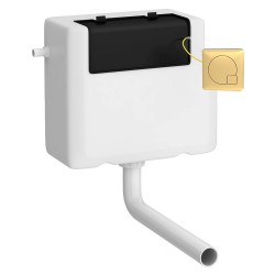 Dual Fuel Concealed Cistern Side Inlet & Brushed Brass Square Flush Plate