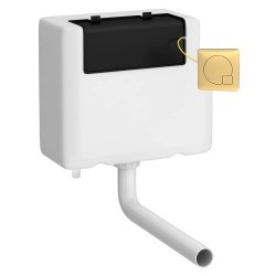 Concealed Bottom Inlet Cistern & Square Push Button - Brushed Brass