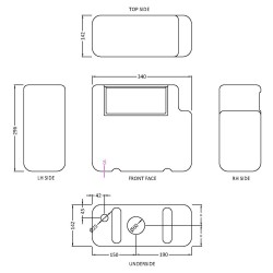 Dual Flush Cistern & Chrome Traditional Flush Plate - Technical Drawing