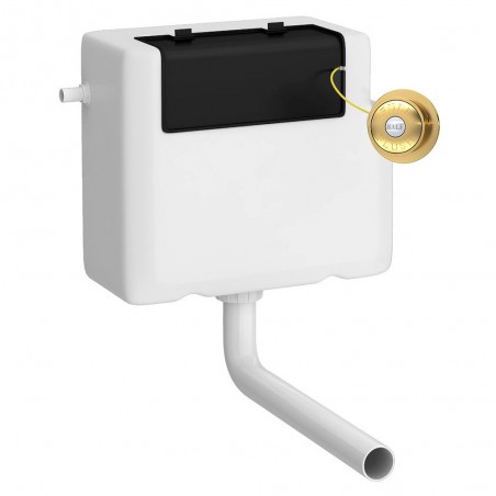 Dual Fuel Concealed Cistern Side Inlet & Brushed Brass Traditional Flush Plate