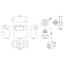 Dual Fuel Concealed Cistern Side Inlet & Brushed Brass Traditional Flush Plate - Technical Drawing