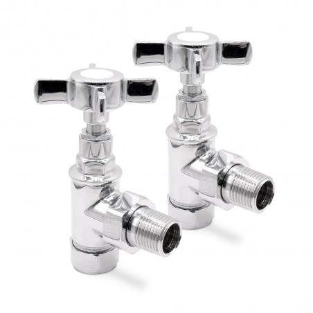 Chrome Cross Head Traditional Radiator Valves Angled