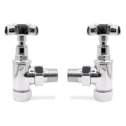 Chrome Cross Head Traditional Radiator Valves Angled