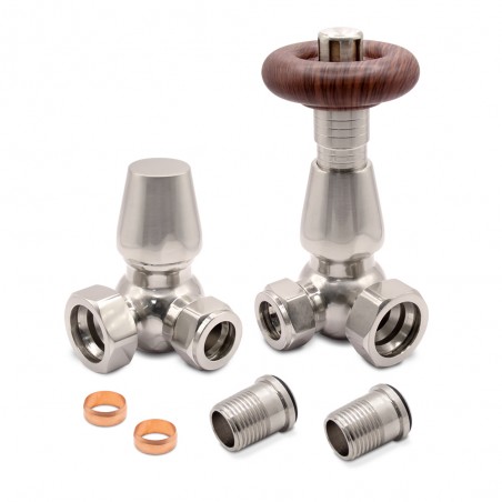 Brushed Nickel Traditional Thermostatic Radiator Valves Corner