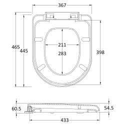 D Shaped Soft Close Seat - Technical Drawing