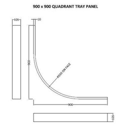 Slate Grey Quadrant Shower Trays Leg Set & Plinth Kit for 900 x 900mm - Technical Drawing