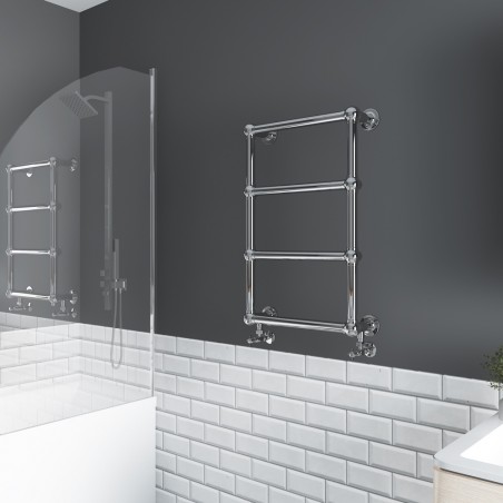Alice Traditional Chrome Towel Rail - 500 x 750mm - Installed