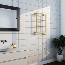 Alice Traditional Brushed Brass Towel Rail - 500 x 750mm - Insitu