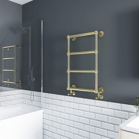 Alice Traditional Brushed Brass Towel Rail - 500 x 750mm - installed