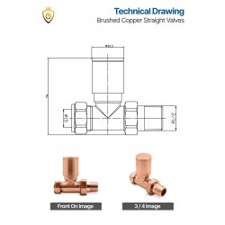 Straight Brushed Copper Radiator Valves