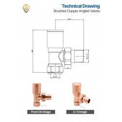 Angled Brushed Copper Radiator Valves