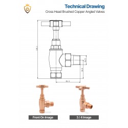 Angled Brushed Copper Cross Head Traditional Radiator Valves