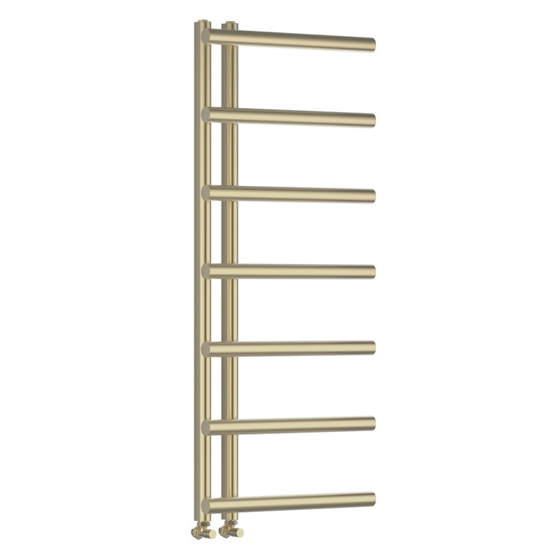 Myra Brushed Brass Designer Towel Rail - 500 x 1200mm Myra Brushed Brass Designer Towel Rail - 500 x 1200mm