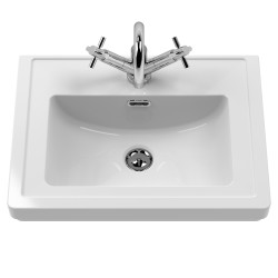 Classique 500mm Wall Hung 1 Drawer Vanity Unit with Basin Satin White - 1 Tap Hole