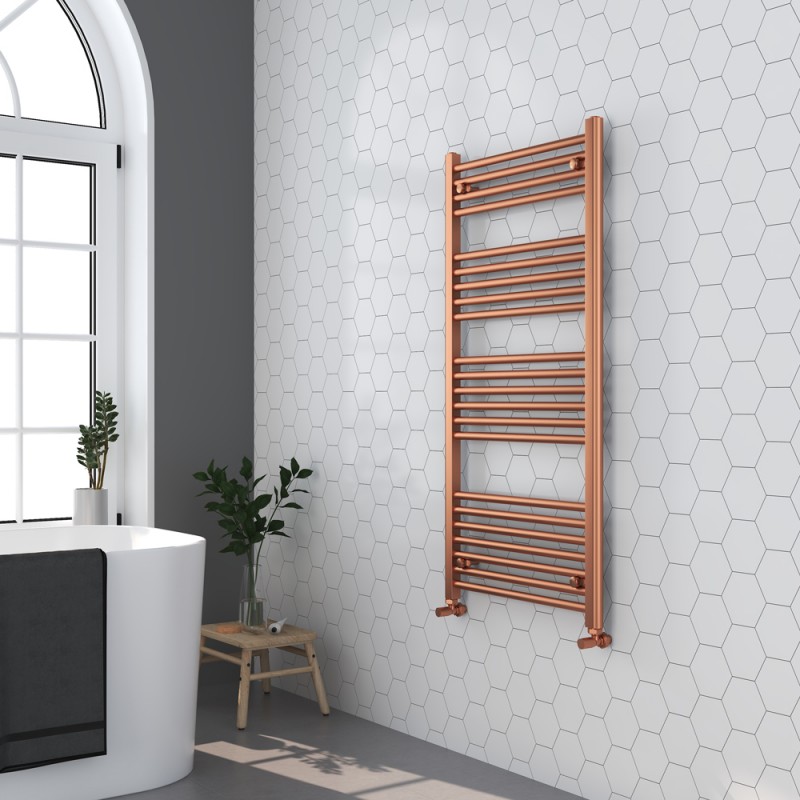 Straight Brushed Copper Towel Rail - 600 x 1200mm