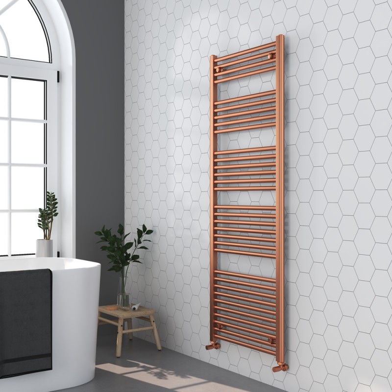 Straight Brushed Copper Towel Rail - 600 x 1600mm