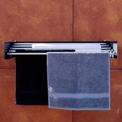 1000mm Foldable Wall Mounted Towel Hanger - Anthracite - Fully Open with Towels